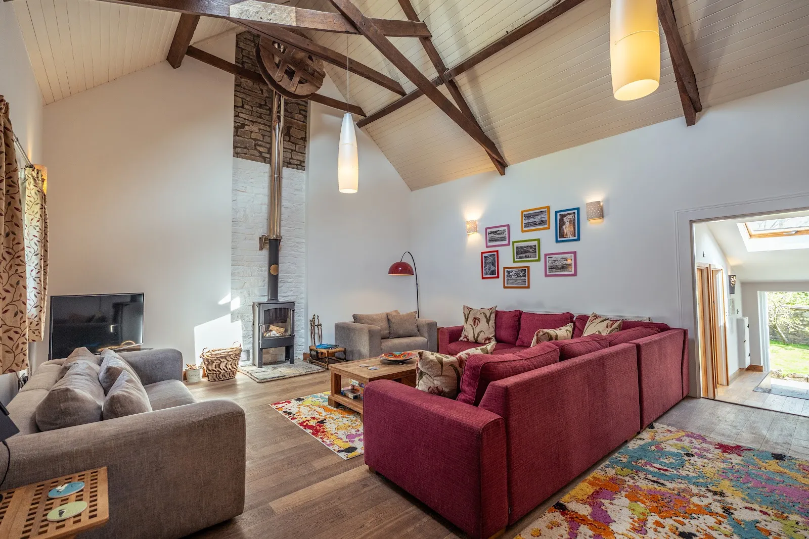 The lounge at The Threshing Barn, with space for the whole group to relax together